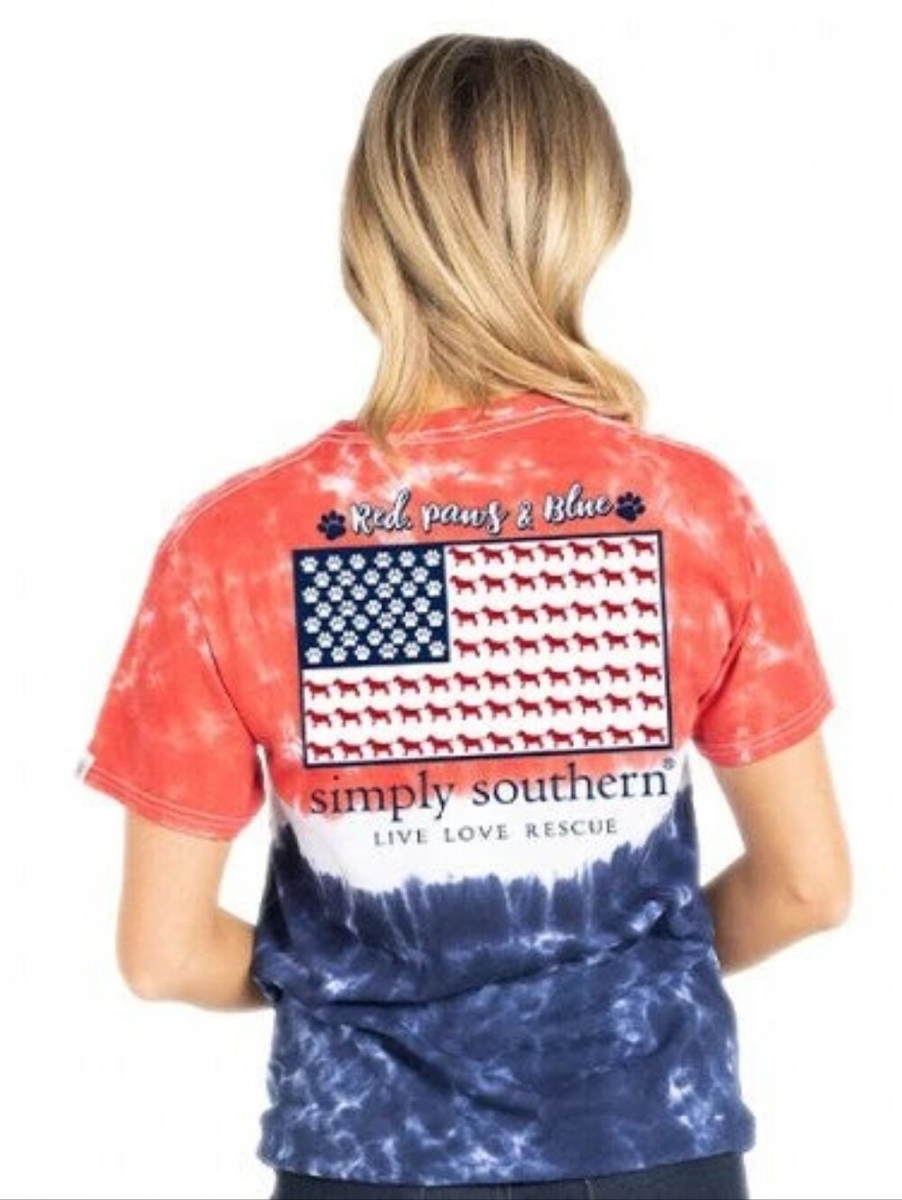 Simply Southern Red, White & Navy Tie-Dye Crew Tee